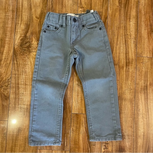 LEVIS 513 Boys Slim Straight Gray Jeans Waist Tighteners Size 4 - Picture 1 of 10
